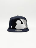 NEW ERA MLB BATTERMAN SPLIT PANEL 9FIFTY SNAPBACK EN COLOR AZUL MARINO CON DETALLES GRISES.